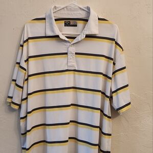 Callaway White and Yellow Striped Polo Shirt